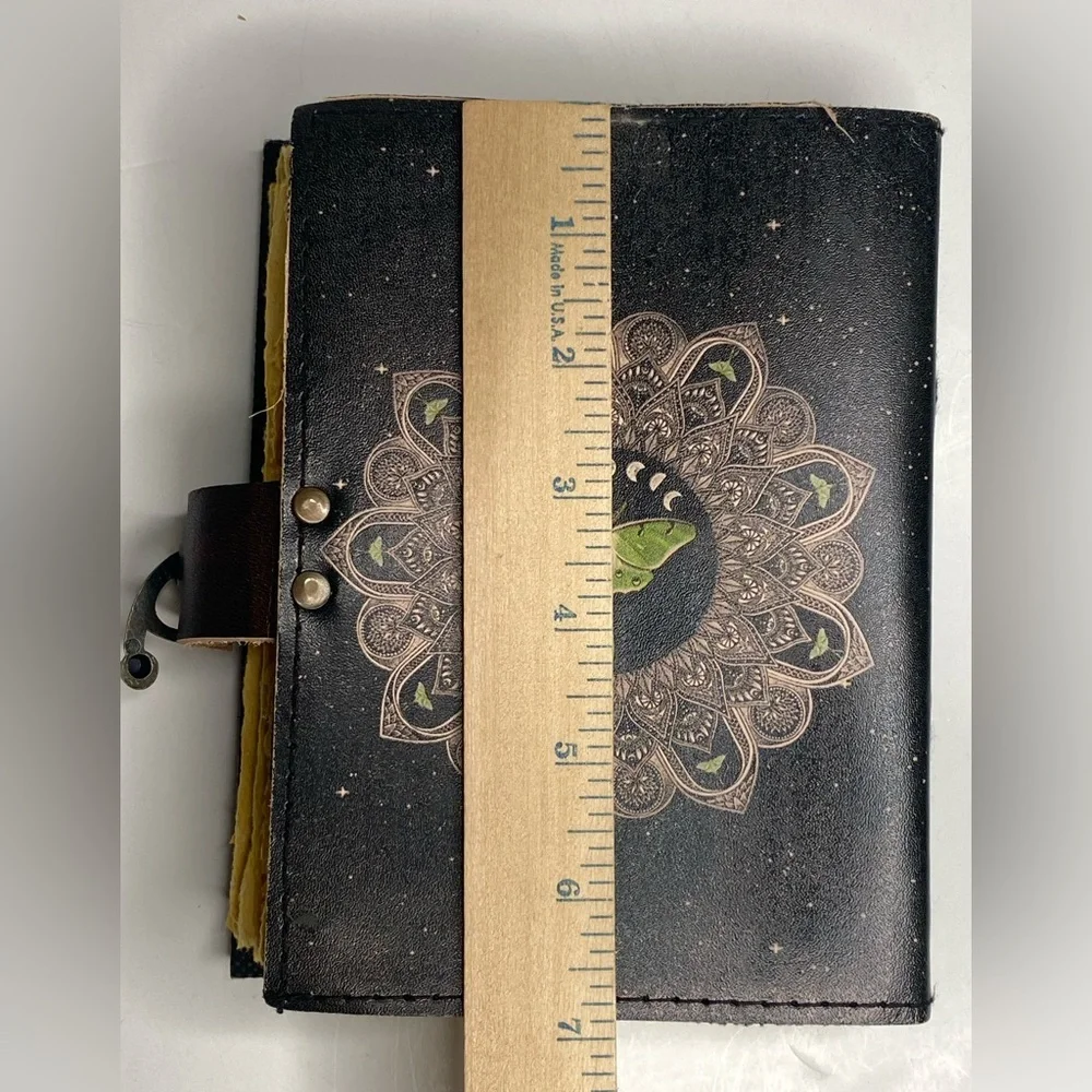 Luna Moth Leather Journal Blank Book Journal Vintage-Like Grimoire